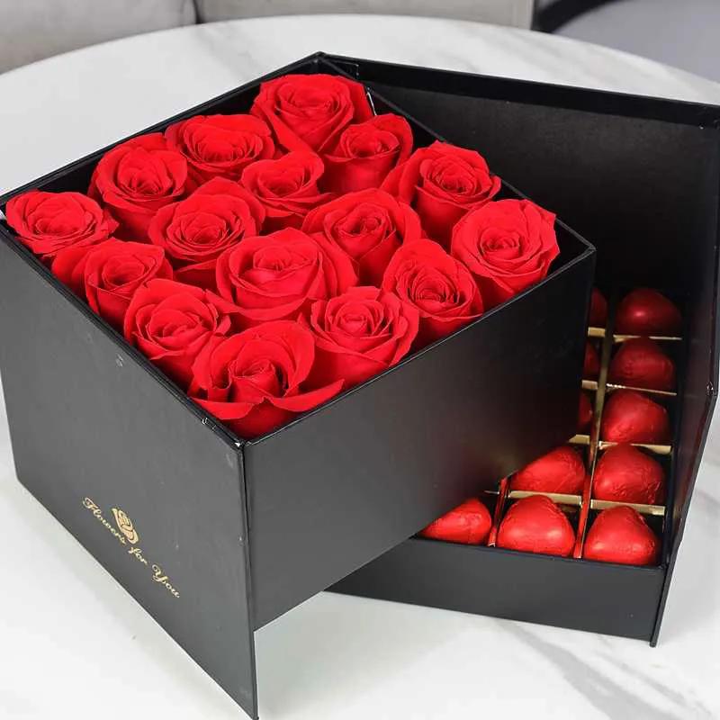 Affection Red Roses and Chocolate Box