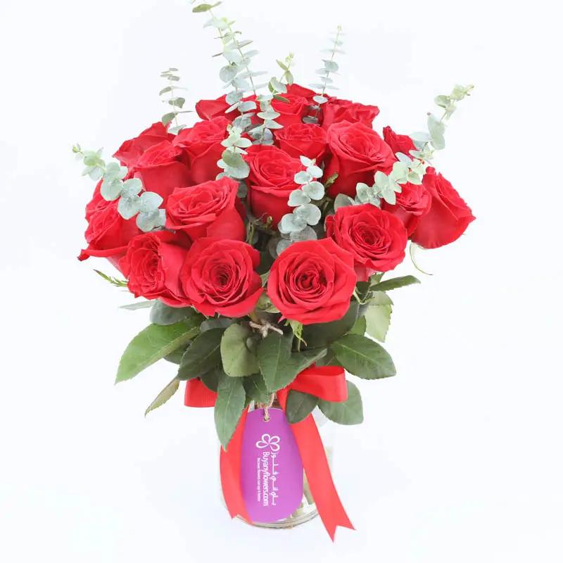 Beauty 21 Red Roses Vase