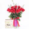 Beauty 21 Red Roses Vase and Chocolates