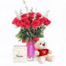 Beauty 21 Red Roses Vase Trio