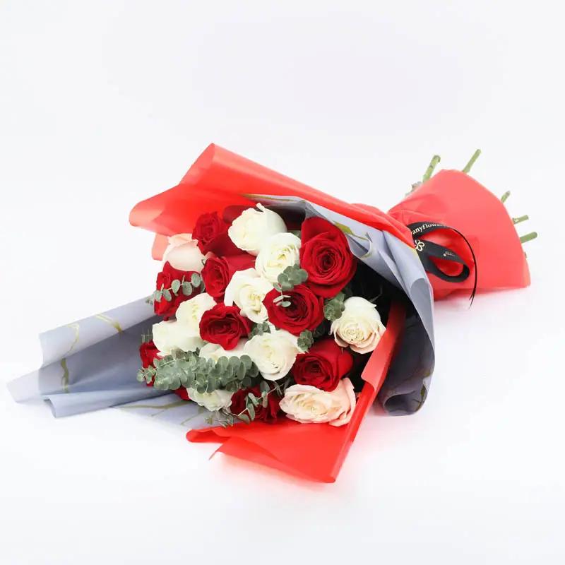 Beauty in Red and White 21 Roses Bouquet