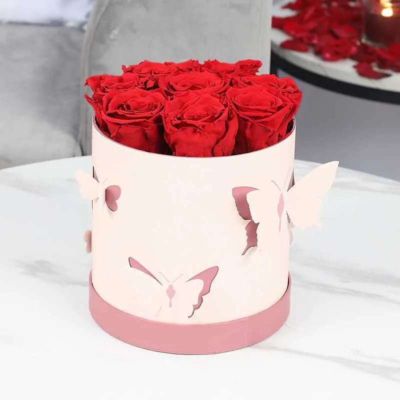 Butterfly 8 Forever Red Roses Box