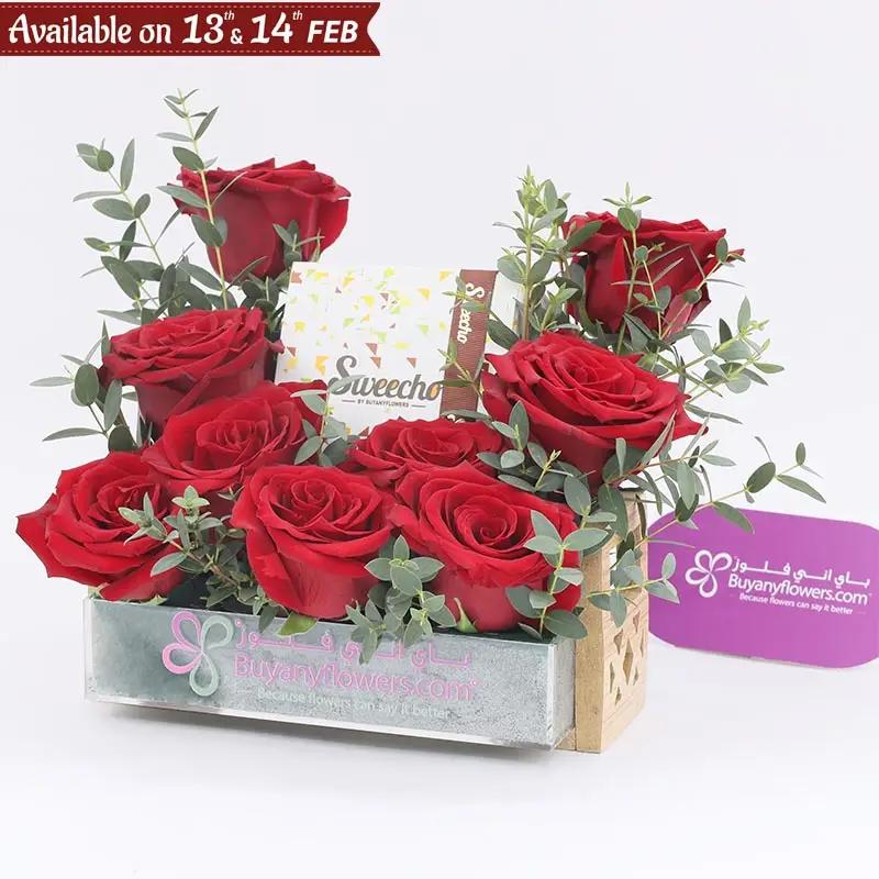 Choco Love 9 Red Roses Tray