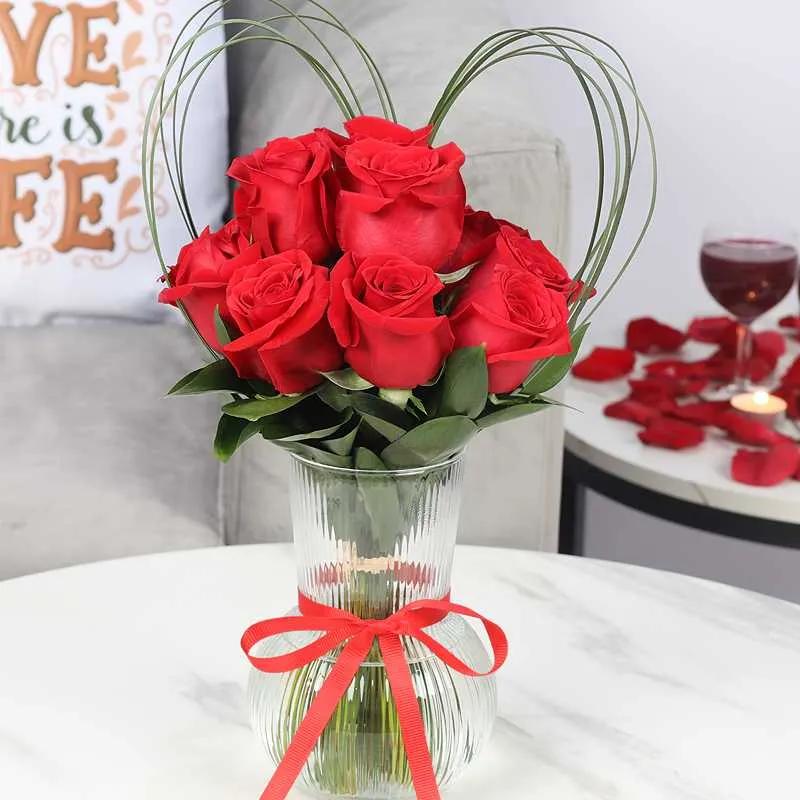 Dear Love 11 Red Roses in Vase