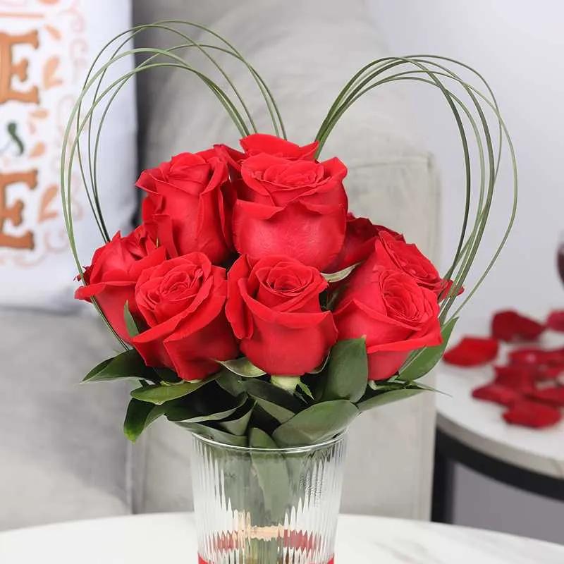 Dear Love 11 Red Roses in Vase