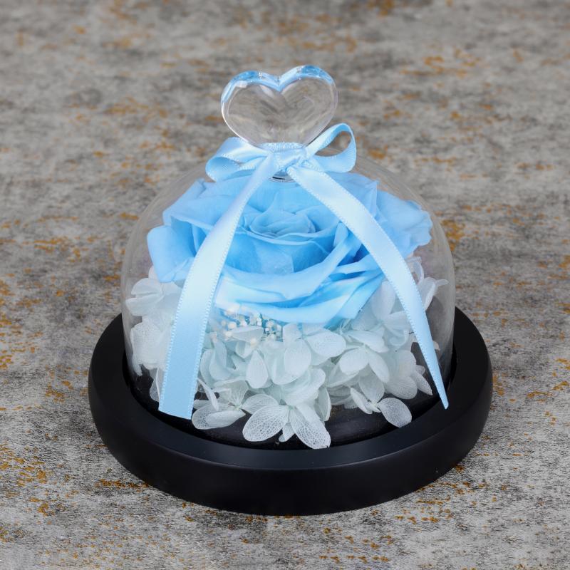 Designer Blue Preserved Rose with Box