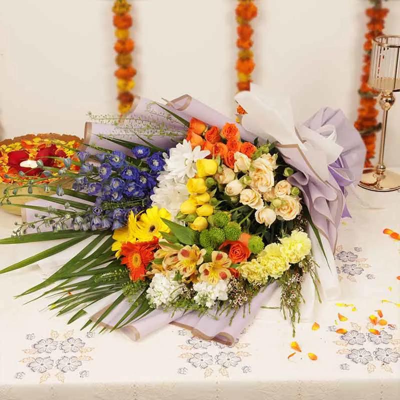 Diwali Radiant Mix Flower Bouquet