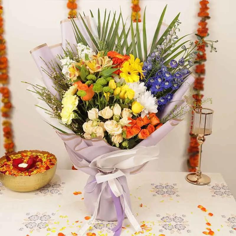 Diwali Radiant Mix Flower Bouquet