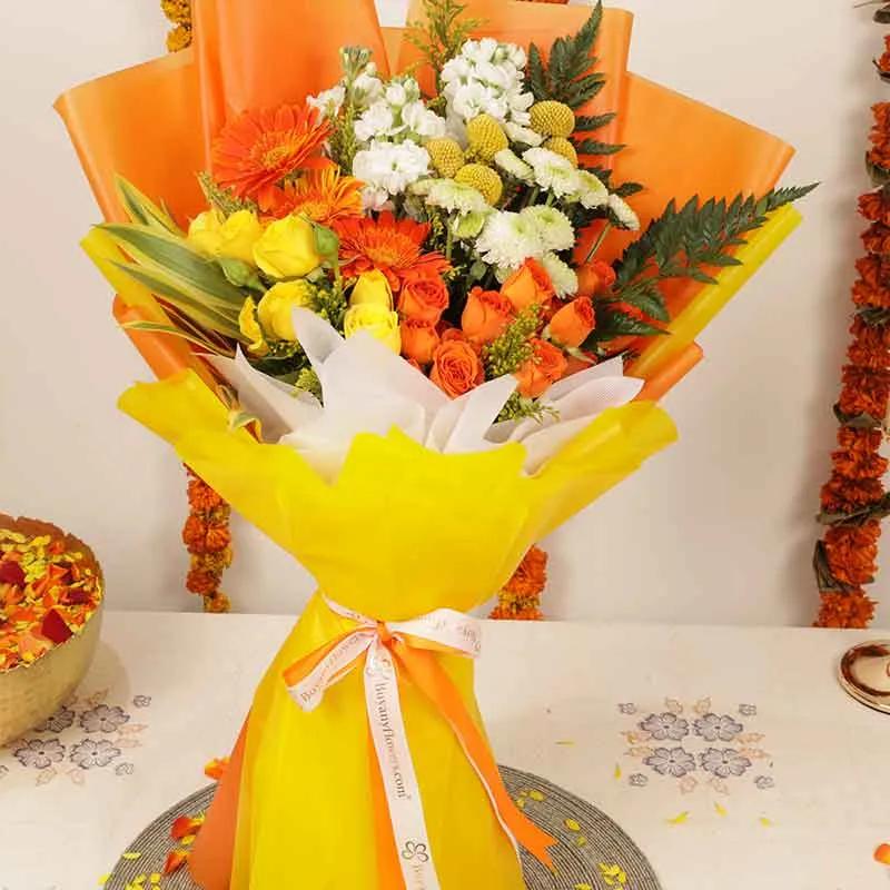 Diwali Sparkle Mix Flower Bouquet