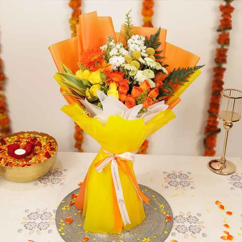 Diwali Sparkle Mix Flower Bouquet