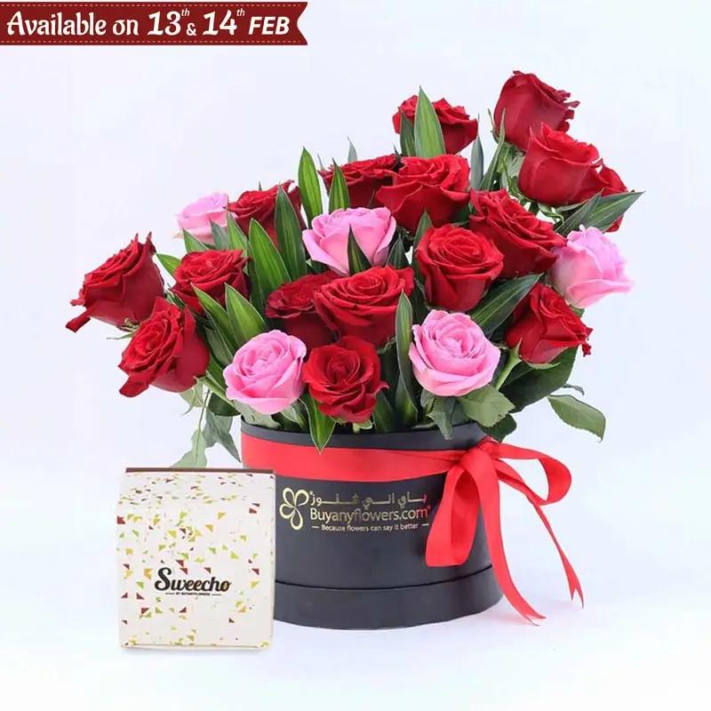 For Love 21 Roses Box and Chocolates