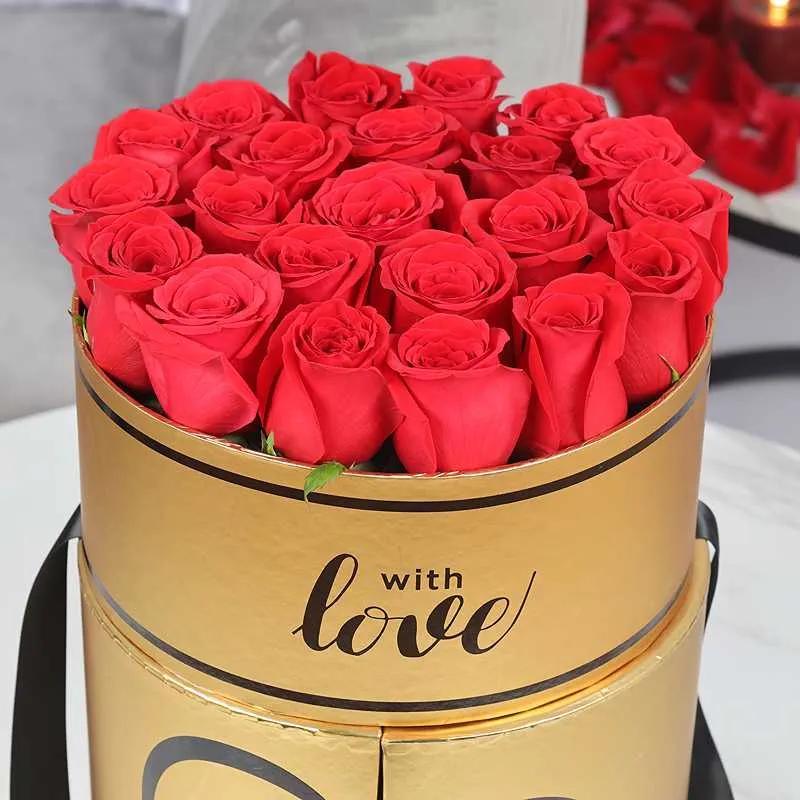 Golden Memories Red Roses Love Box