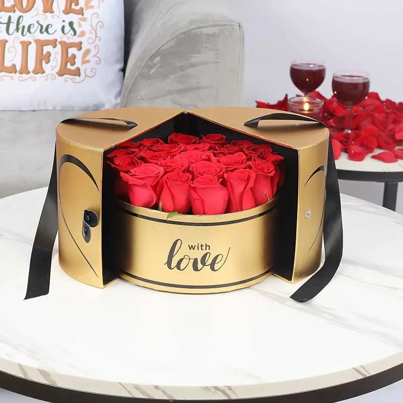 Golden Memories Red Roses Love Box