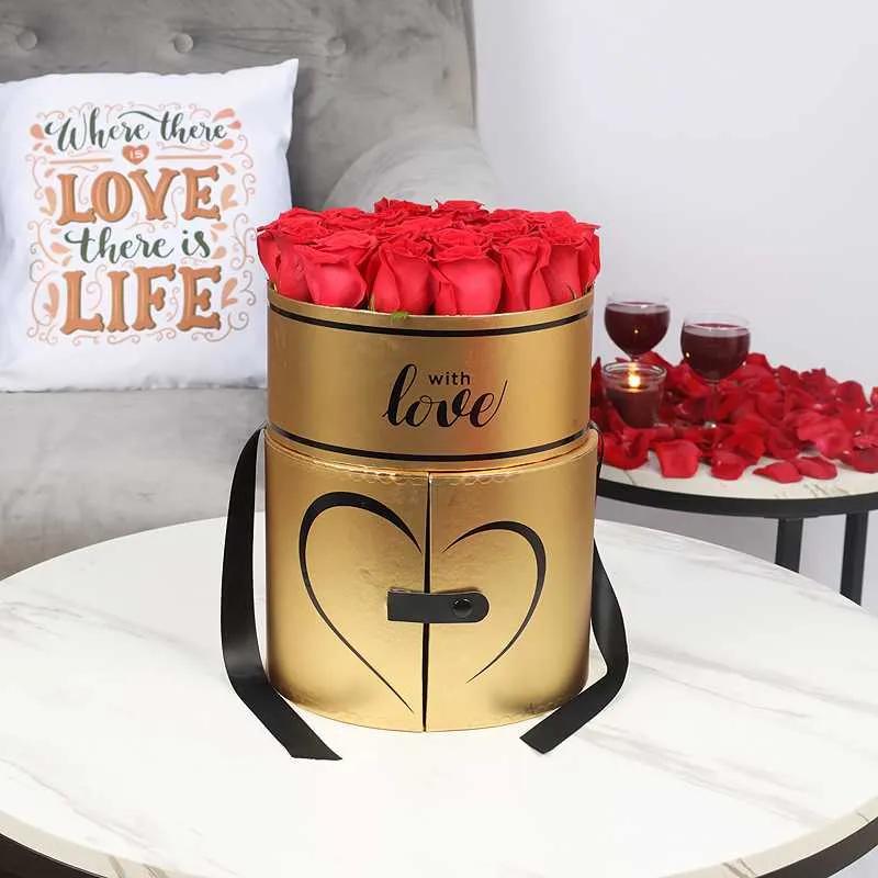 Golden Memories Red Roses Love Box