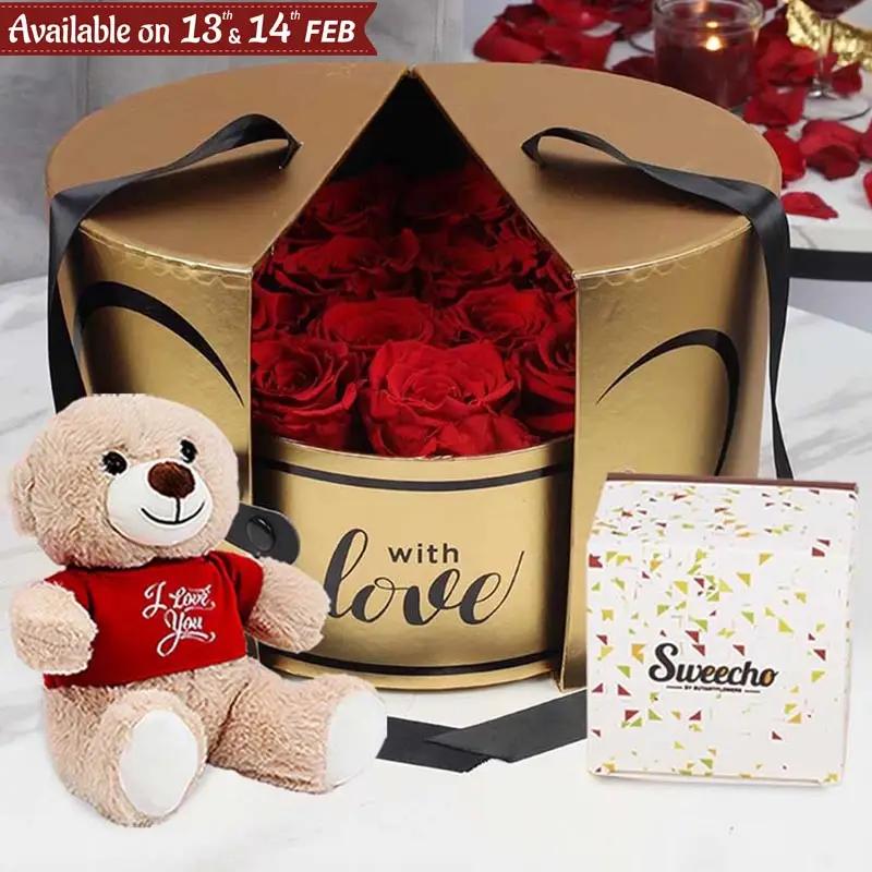 Golden Memories Red Roses Love Box Trio