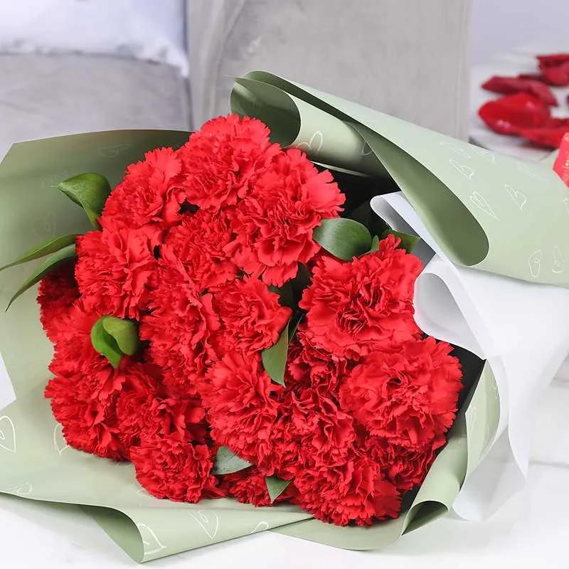 Love 21 Red Carnations Bouquet