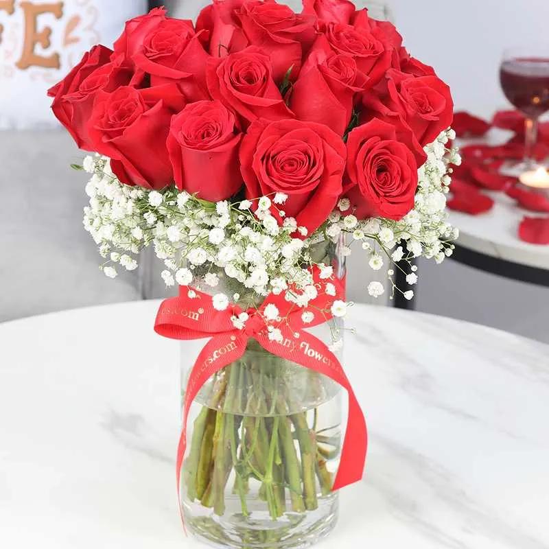 Love 21 Red Roses in Vase