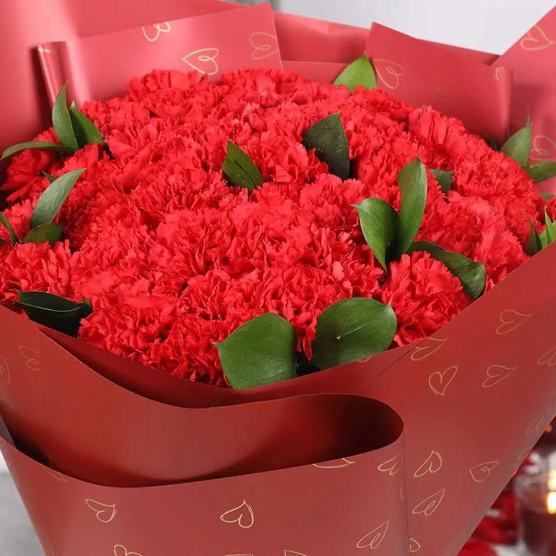 Love 51 Red Carnations Bouquet