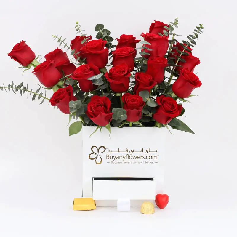 Love Box 21 Red Roses and Chocolates