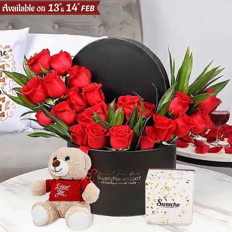 My Love Box 25 Red Roses Trio