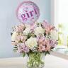 Pink N White Floral Love with Its a Girl Balloon