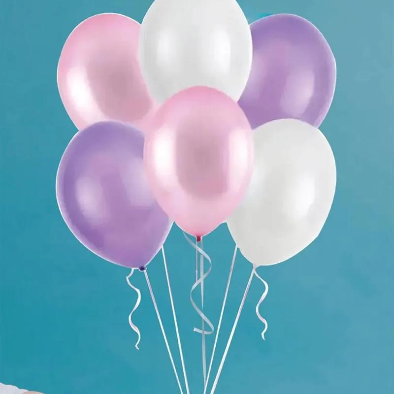Pink Purple and White Helium Balloons 12 Pcs