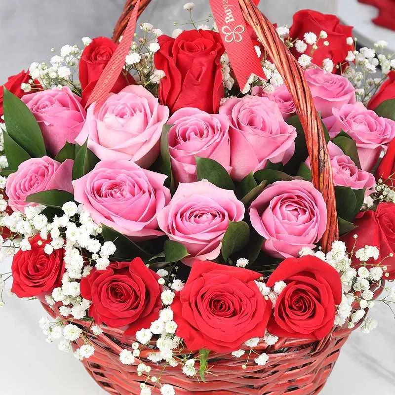 Pure Heart 25 Roses Basket