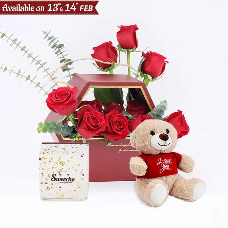 With You 11 Red Roses Box Trio