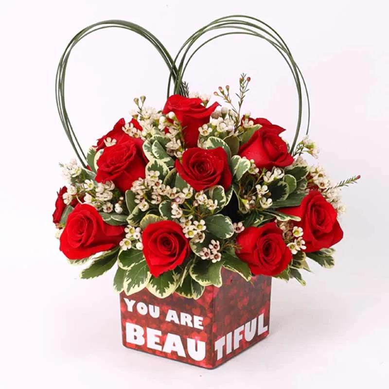 You Are Beautiful Red Roses Flower Vase
