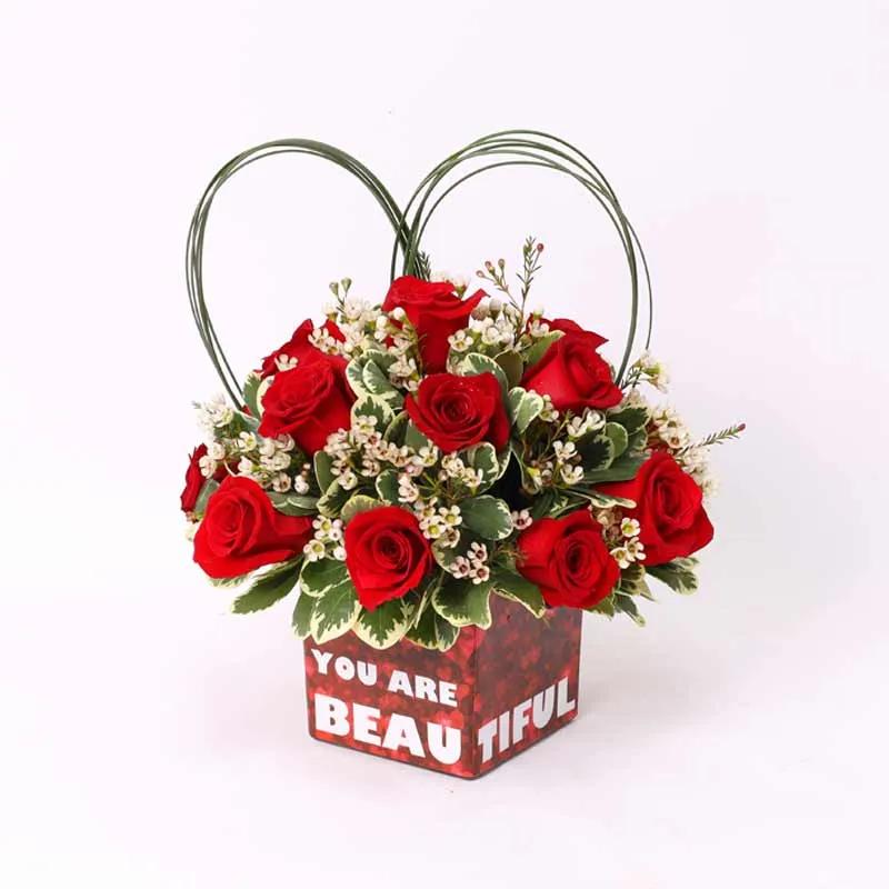 You Are Beautiful Red Roses Flower Vase